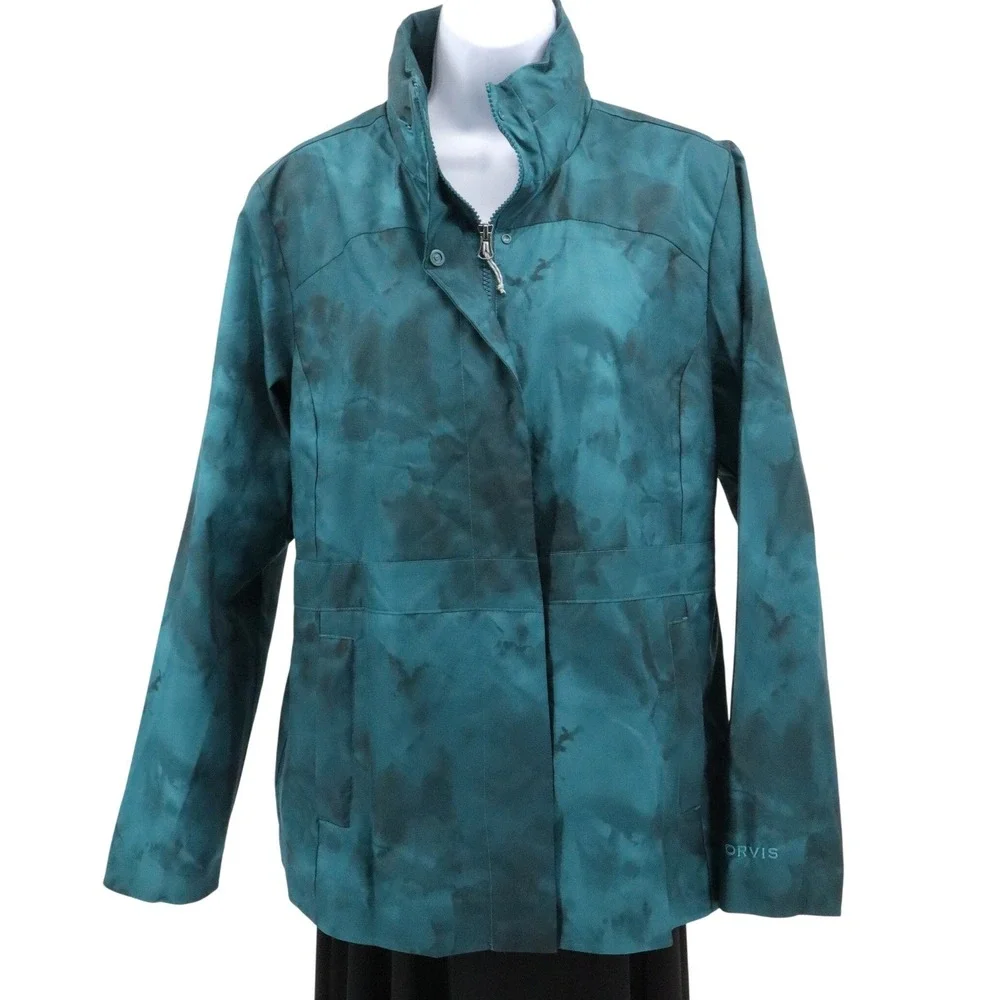 NWT Orvis Outbound Pack & Go Jacket S Water Resistant Teal Green Travel Hooded